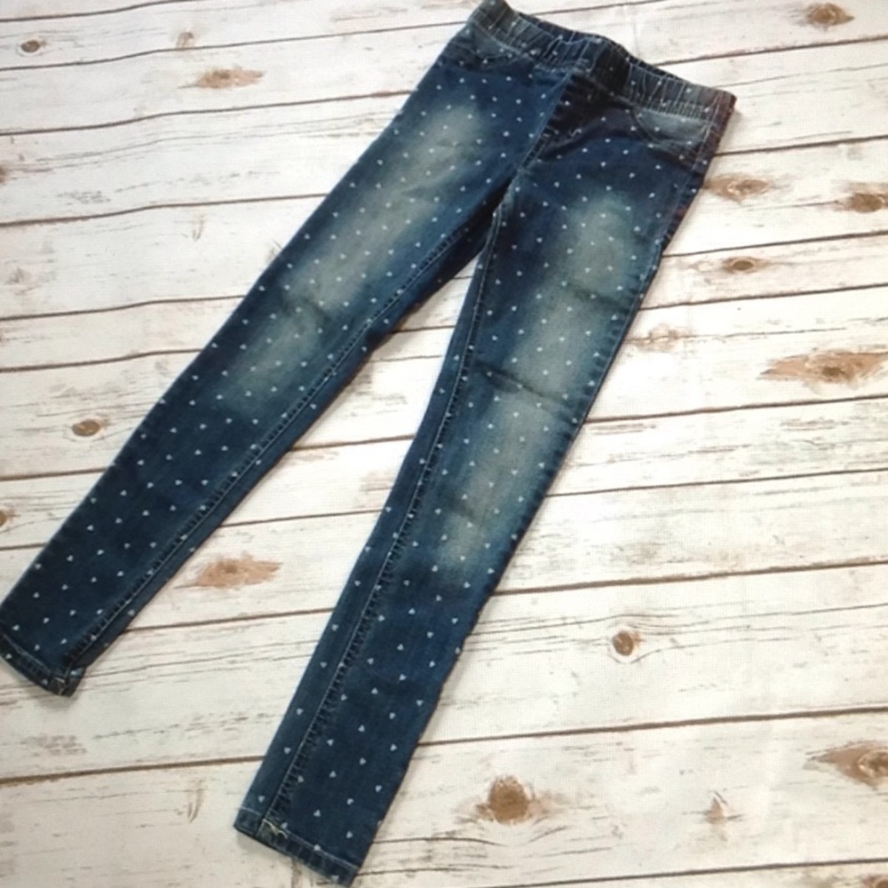 Denim jegging with white hearts size 6 Cherokee.